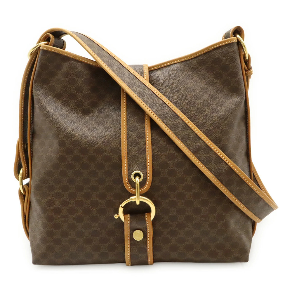 Celine Macadam Crossbody Bag leather black dark brown